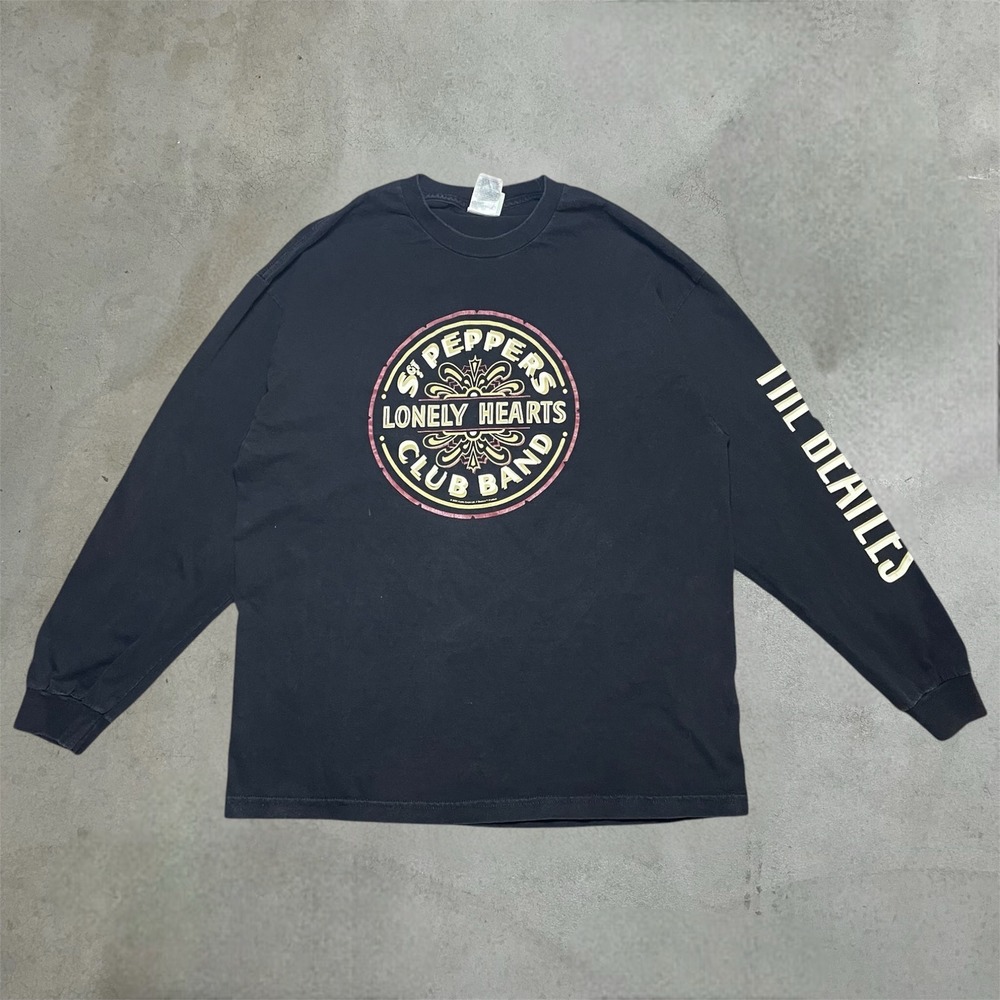 VTG The Beatles T-Shirt Mens XL Black Sgt Peppers Lonely Hearts Club Long Sleeve